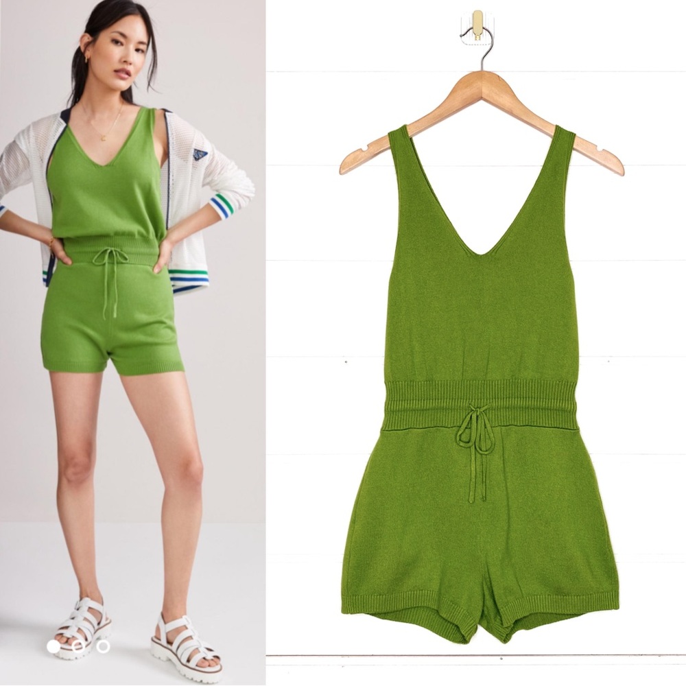 Anthropologie Daily Practice Comfy Knit Romper in Green XS